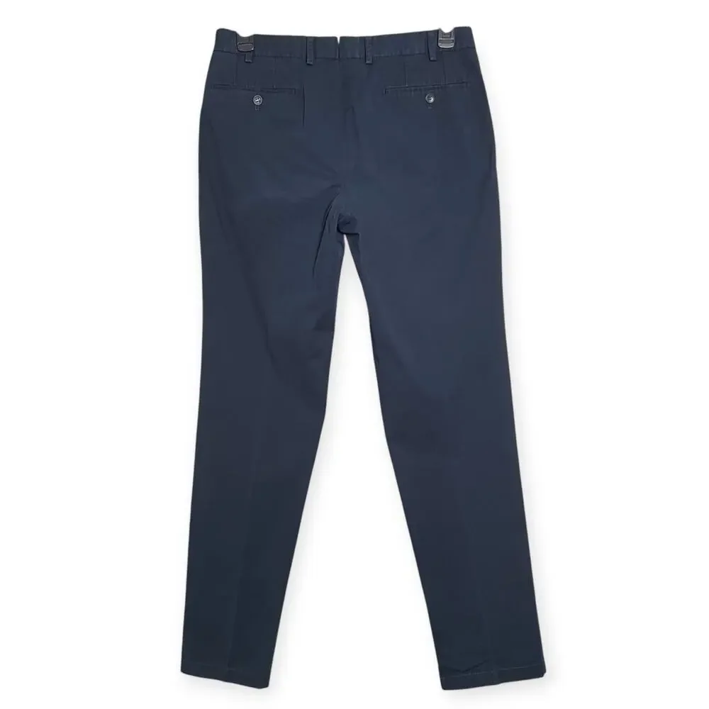 Hiltl Chino Trousers MENS 33x32 EU 50 Navy Cotton Blend Straight Leg Tailored